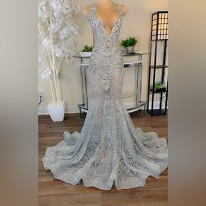 CUSTOM made prom dress drenched in beautiful studs.